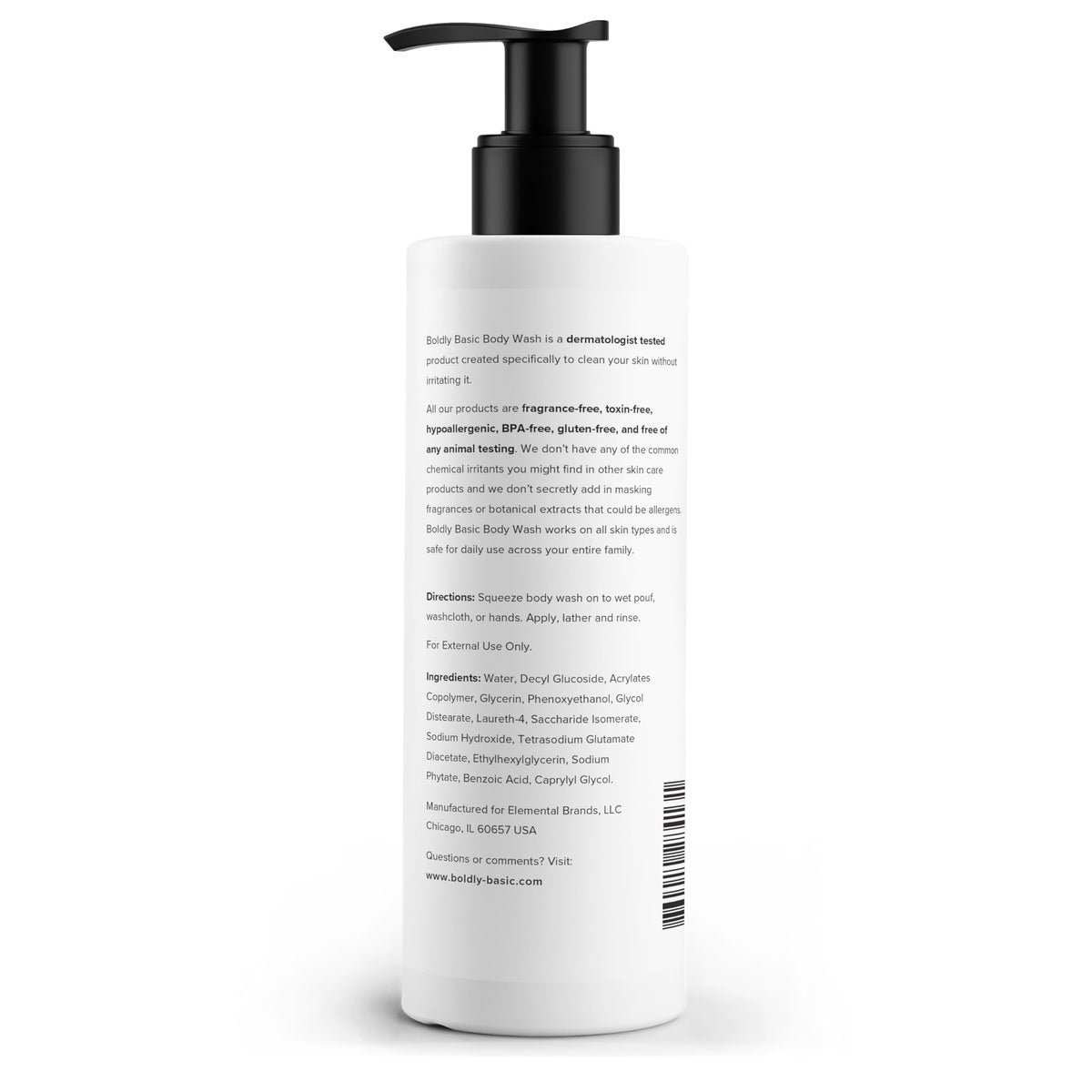 Boldly Basic bottle pump detail highlighting easy dispensing and safe formula