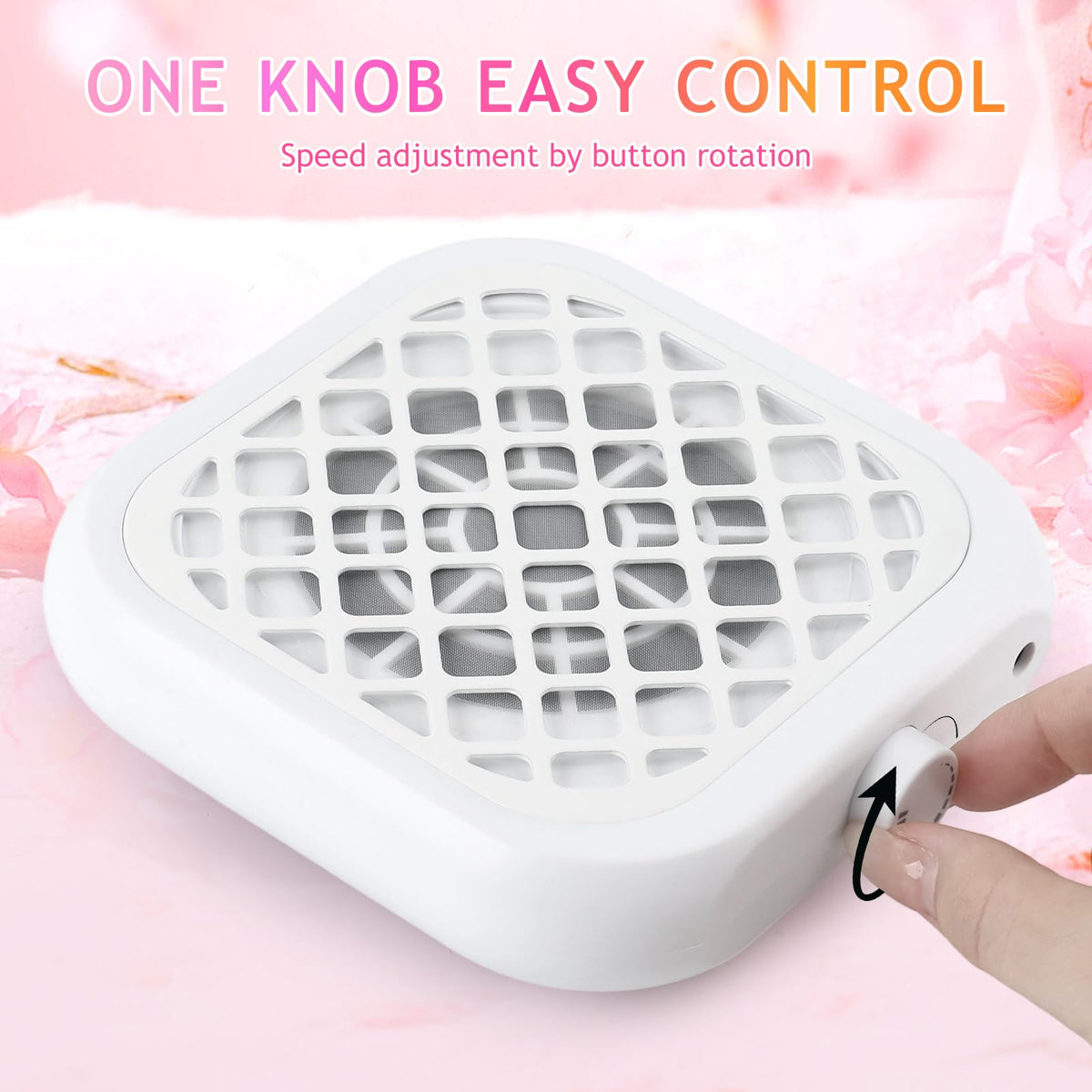 BOMOQING in use on a manicure table capturing dust during nail filing for cleaner workspace