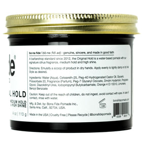 Bona Fide Pomade on bathroom shelf in routine setting for convenient daily use