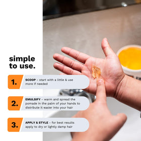 Bona Fide Pomade on fingers demonstrating smooth application and even distribution