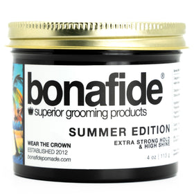 Bona Fide Pomade front packaging showing branding and summer edition benefits