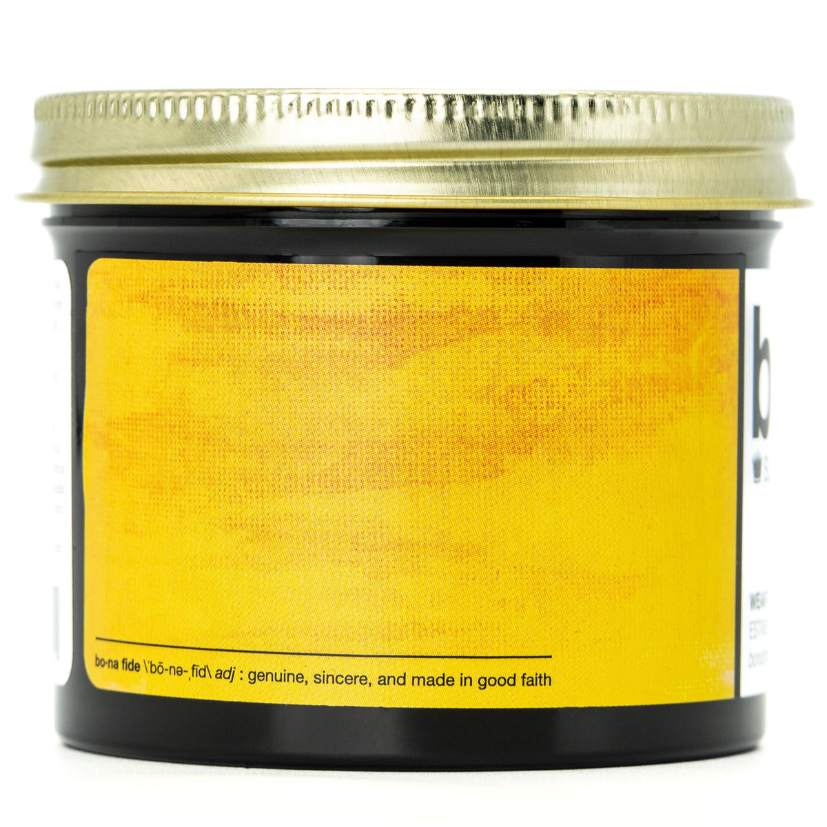 Bona Fide Pomade next to common items for scale showing compact 4 oz size portability
