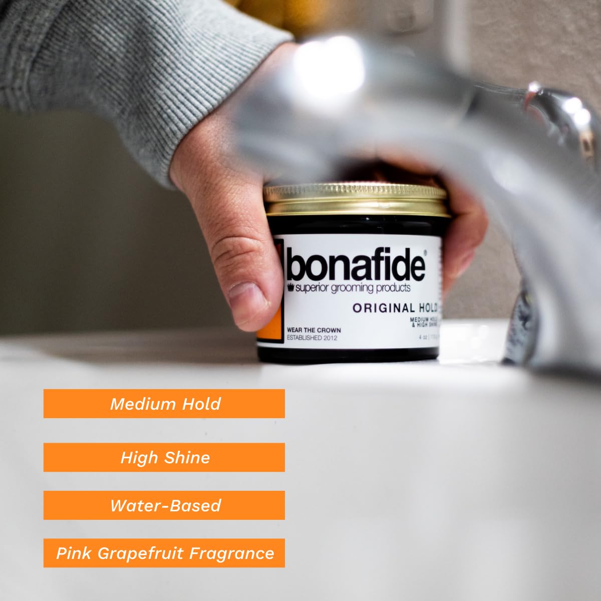 Bona Fide Pomade open jar texture highlighting creamy, spreadable formula benefit