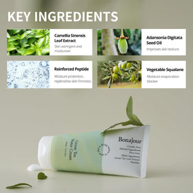 BONAJOUR cream on fingertips demonstrating easy application and soothing feel