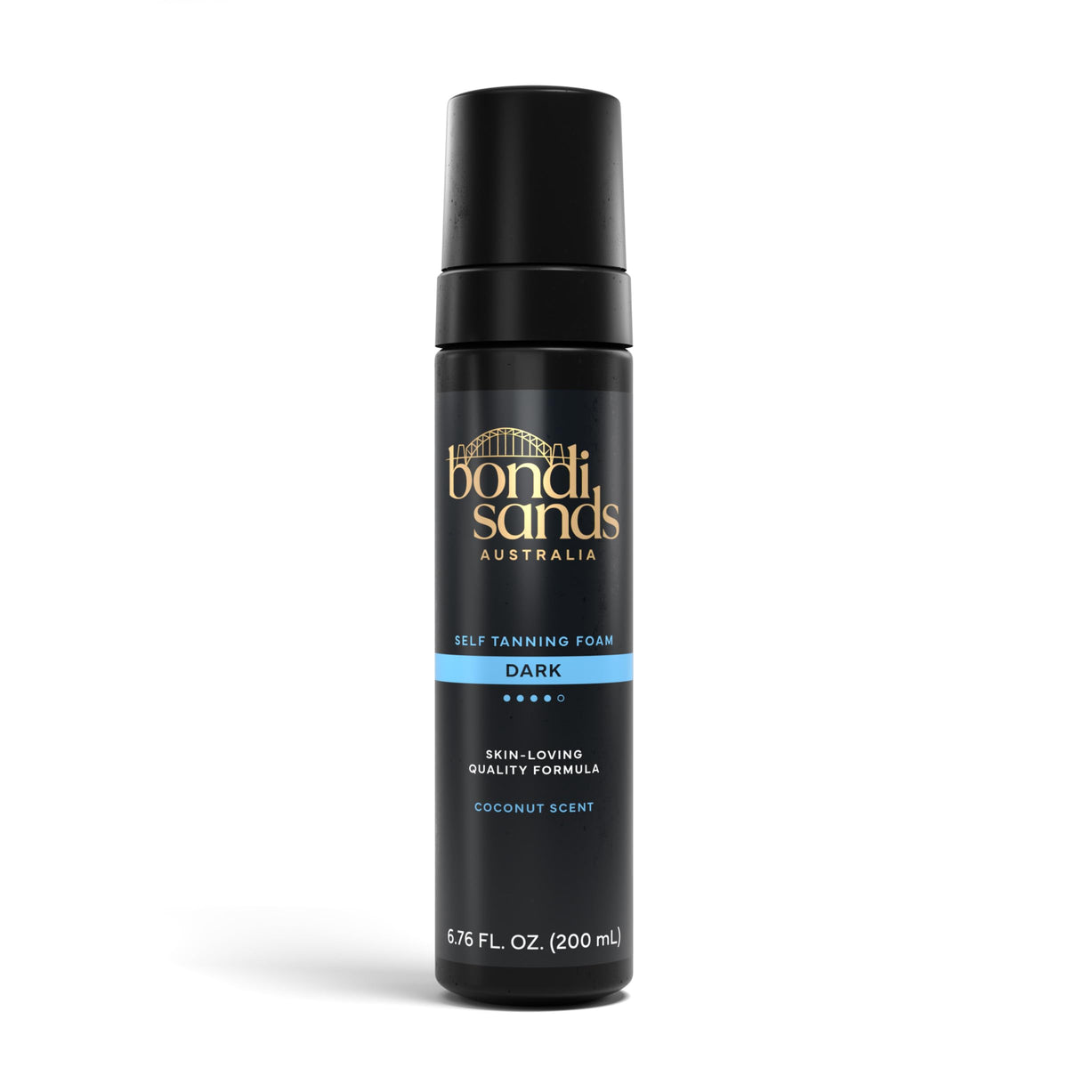 Bondi Sands bottle front view showing product and sleek packaging benefits even application