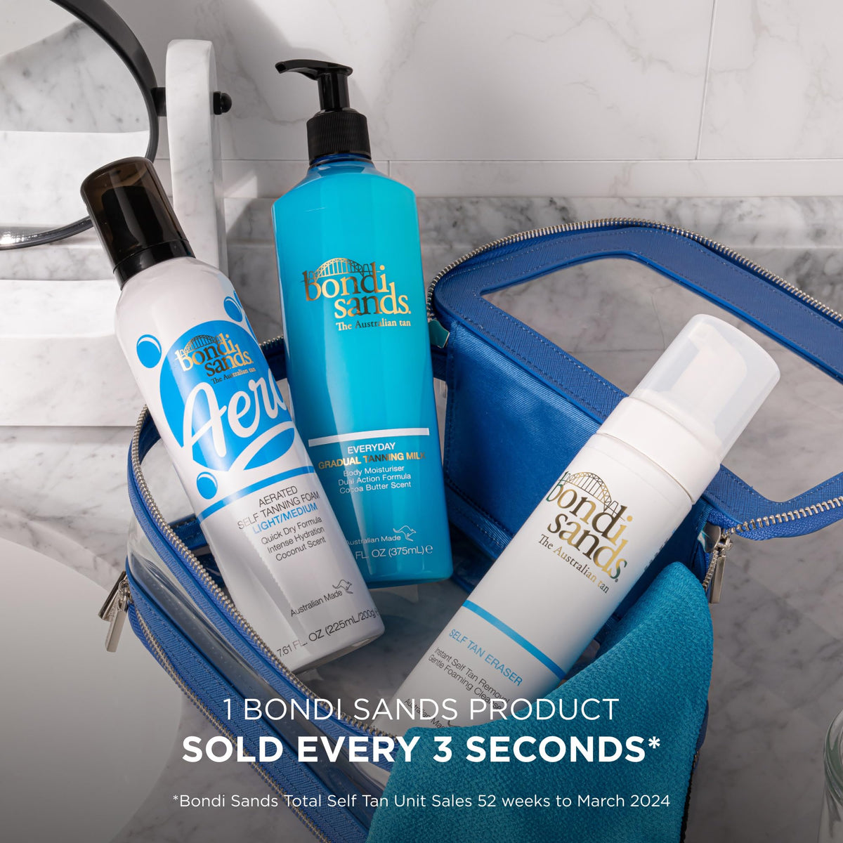 Bondi Sands being massaged into skin to lift self-tan gently