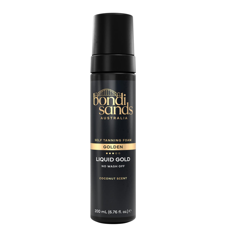 Bondi Sands front packaging showing product and benefit of quick-dry foam