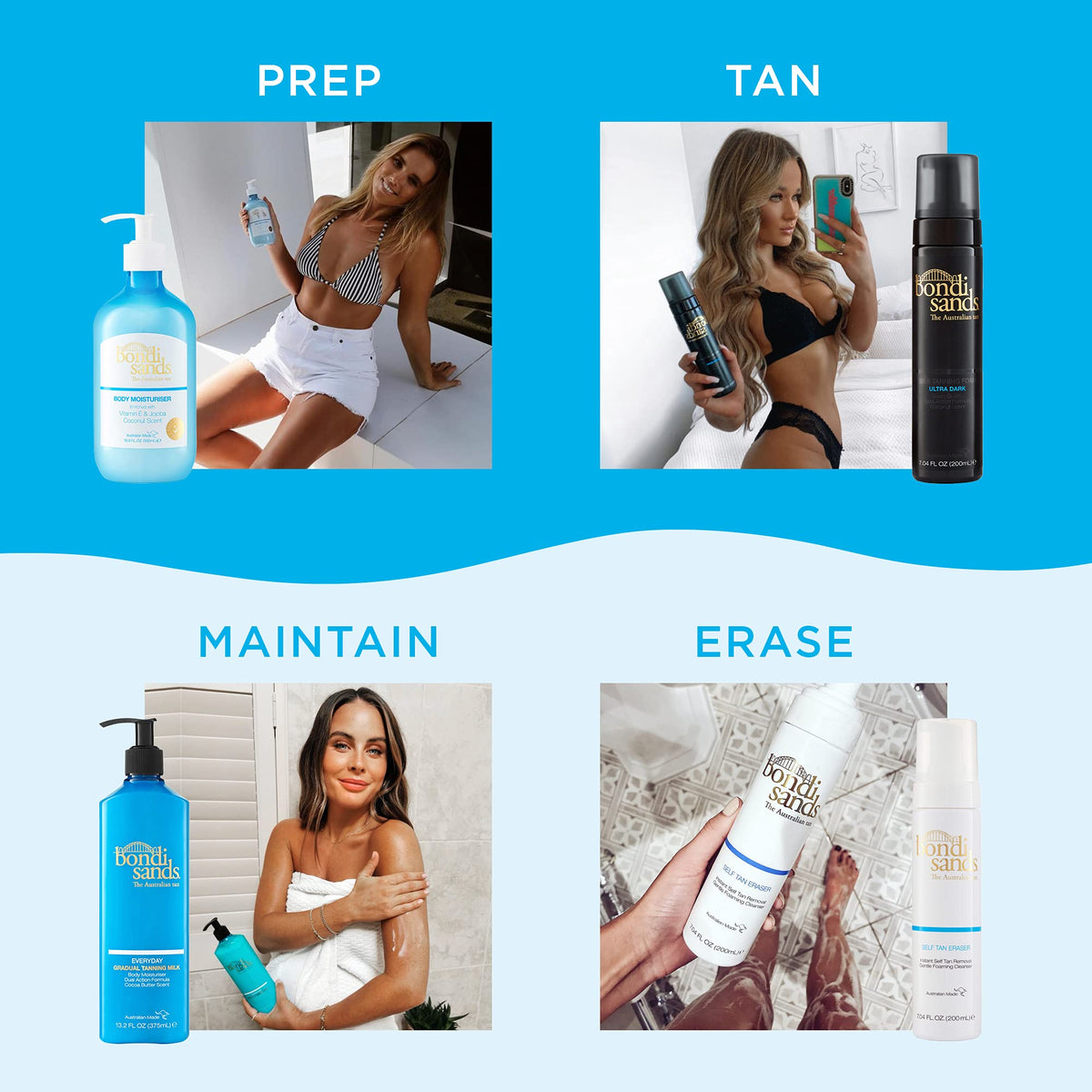 Bondi Sands before and after arm comparison illustrating effective tan removal