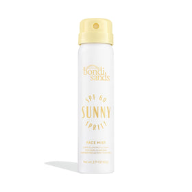 Bondi Sands front packaging showing compact SPF 60 mist and benefit