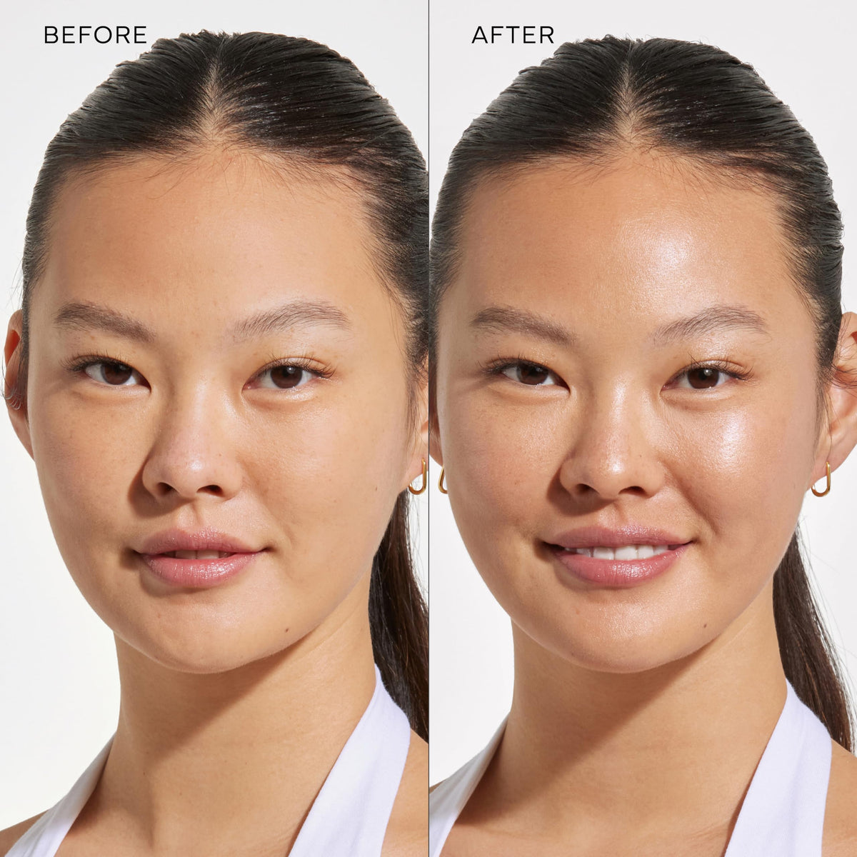 Bondi Sands spraying over makeup showing no disruption benefit