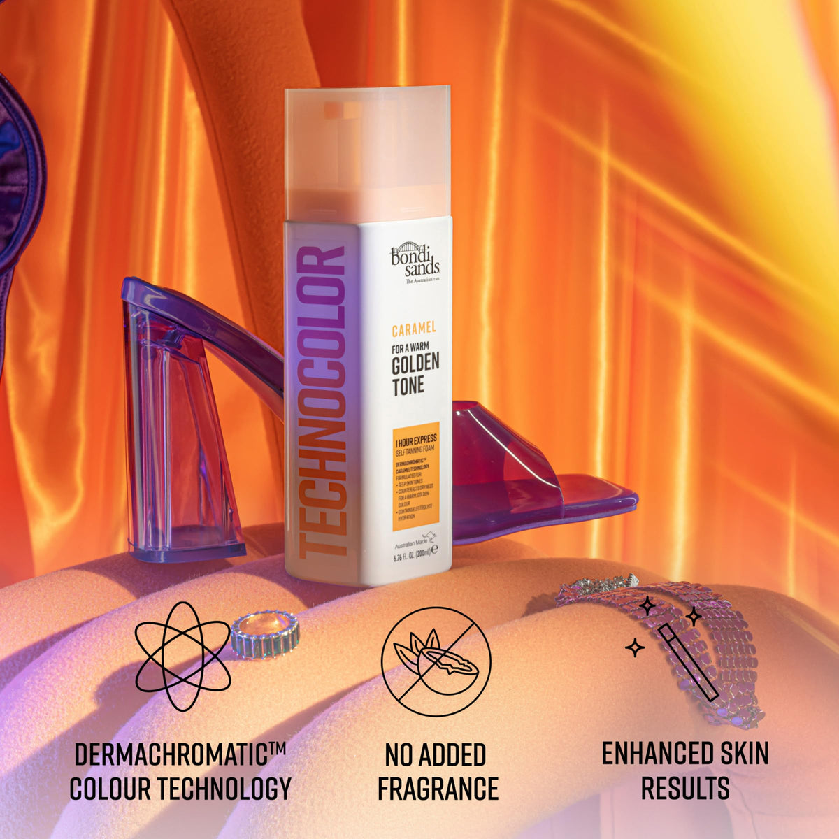 Bondi Sands foam dispensed on hand demonstrating easy application benefit