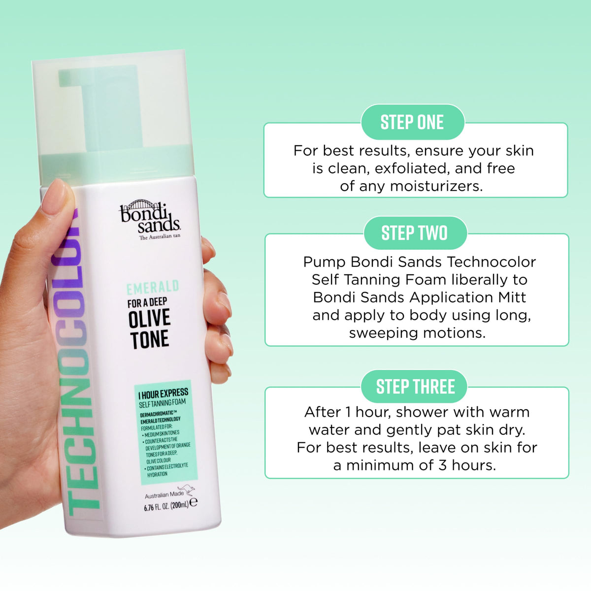 Bondi Sands rinsed skin revealing natural olive finish benefit