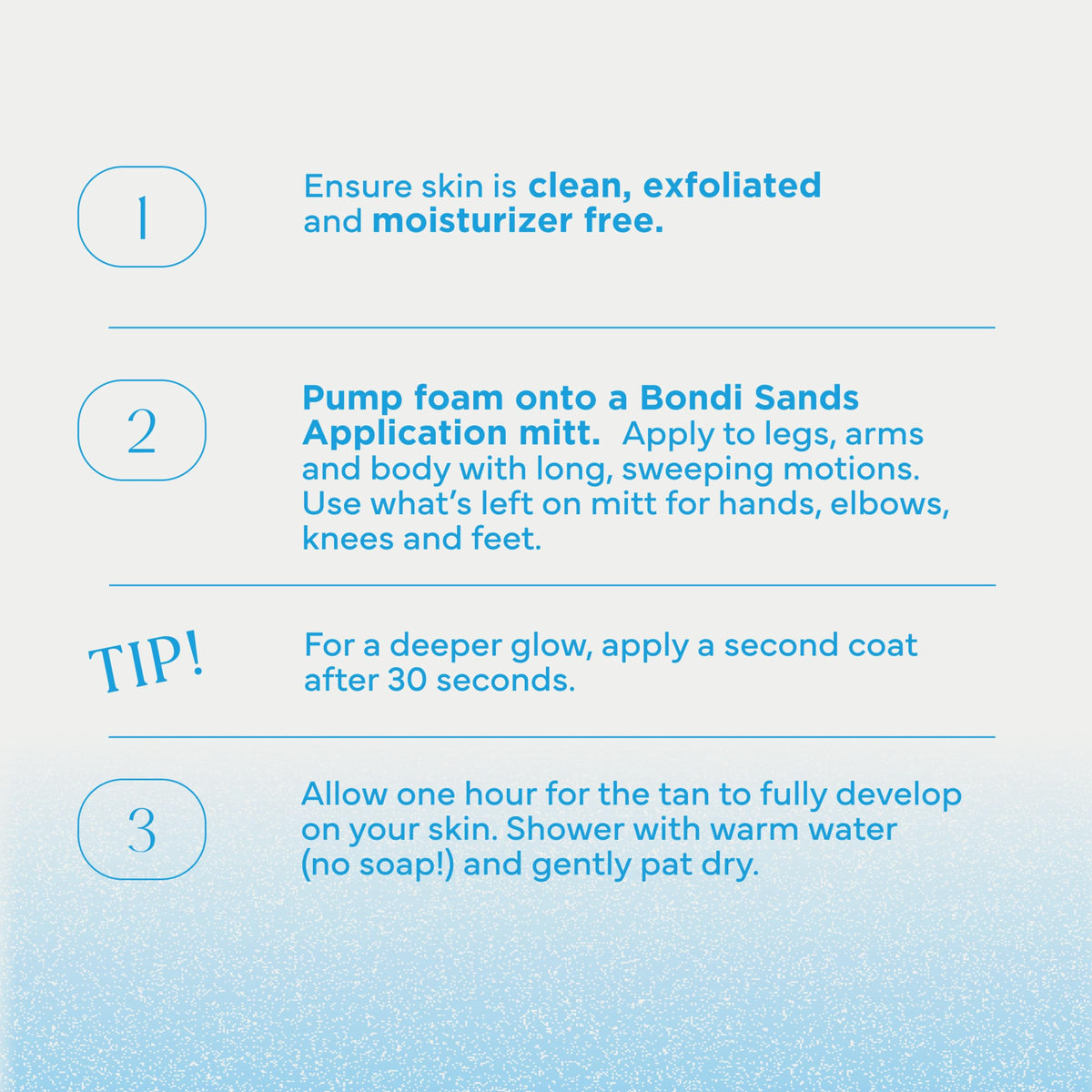 Tanning mitt and Bondi Sands bottle styled to show easy, mess-free application