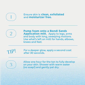 Tanning mitt and Bondi Sands bottle styled to show easy, mess-free application