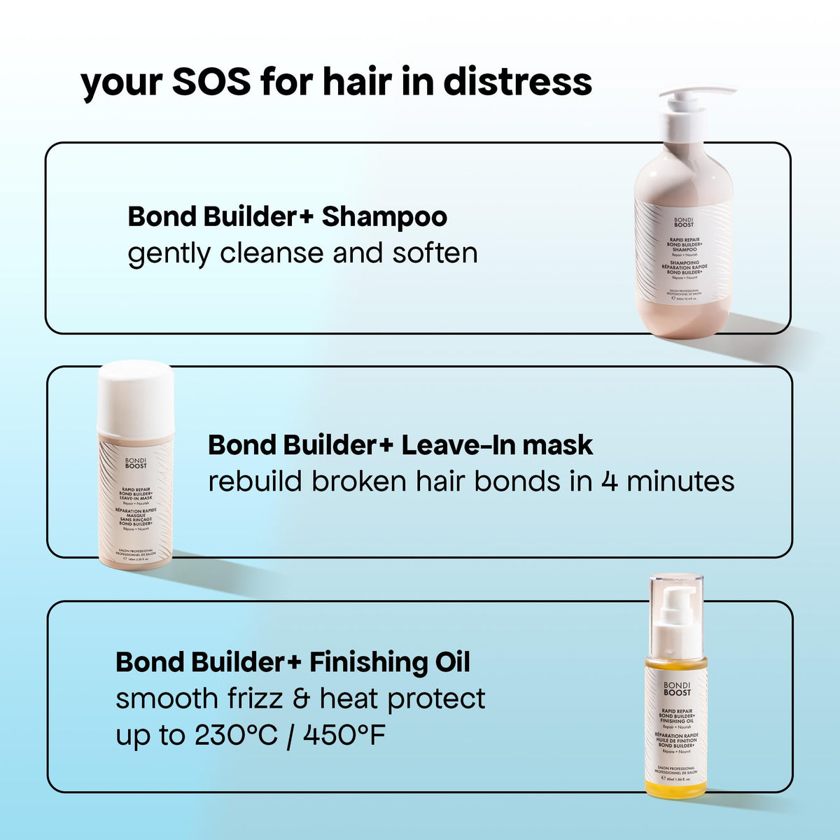 BONDIBOOST being smoothed onto hair ends for frizz control