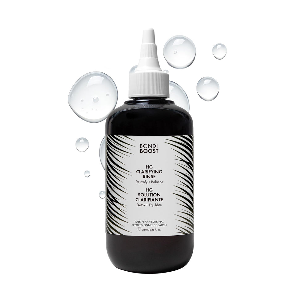 BondiBoost bottle front packaging showing product and purpose, promotes clear scalp