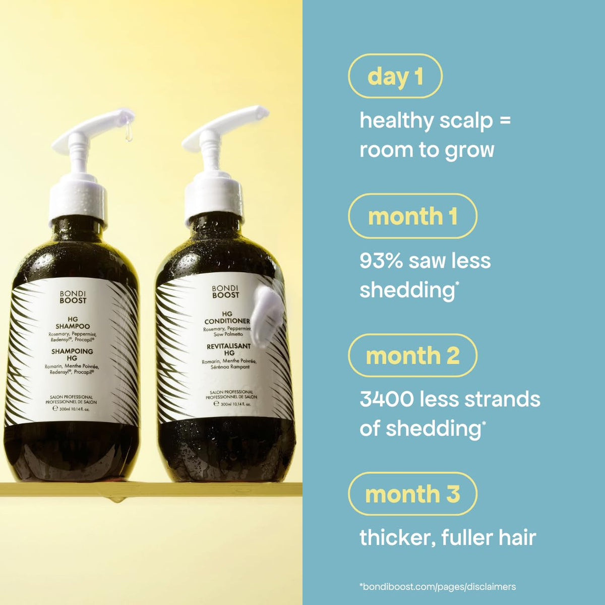 BONDIBOOST before and after hair styling showing fuller-looking results