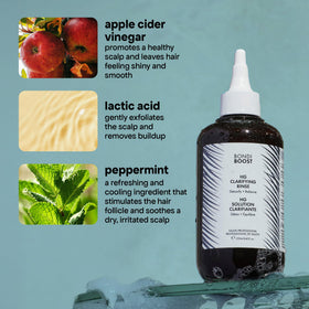 BondiBoost herbal ingredients flatlay with rosemary and apple cider vinegar, showcases natural actives