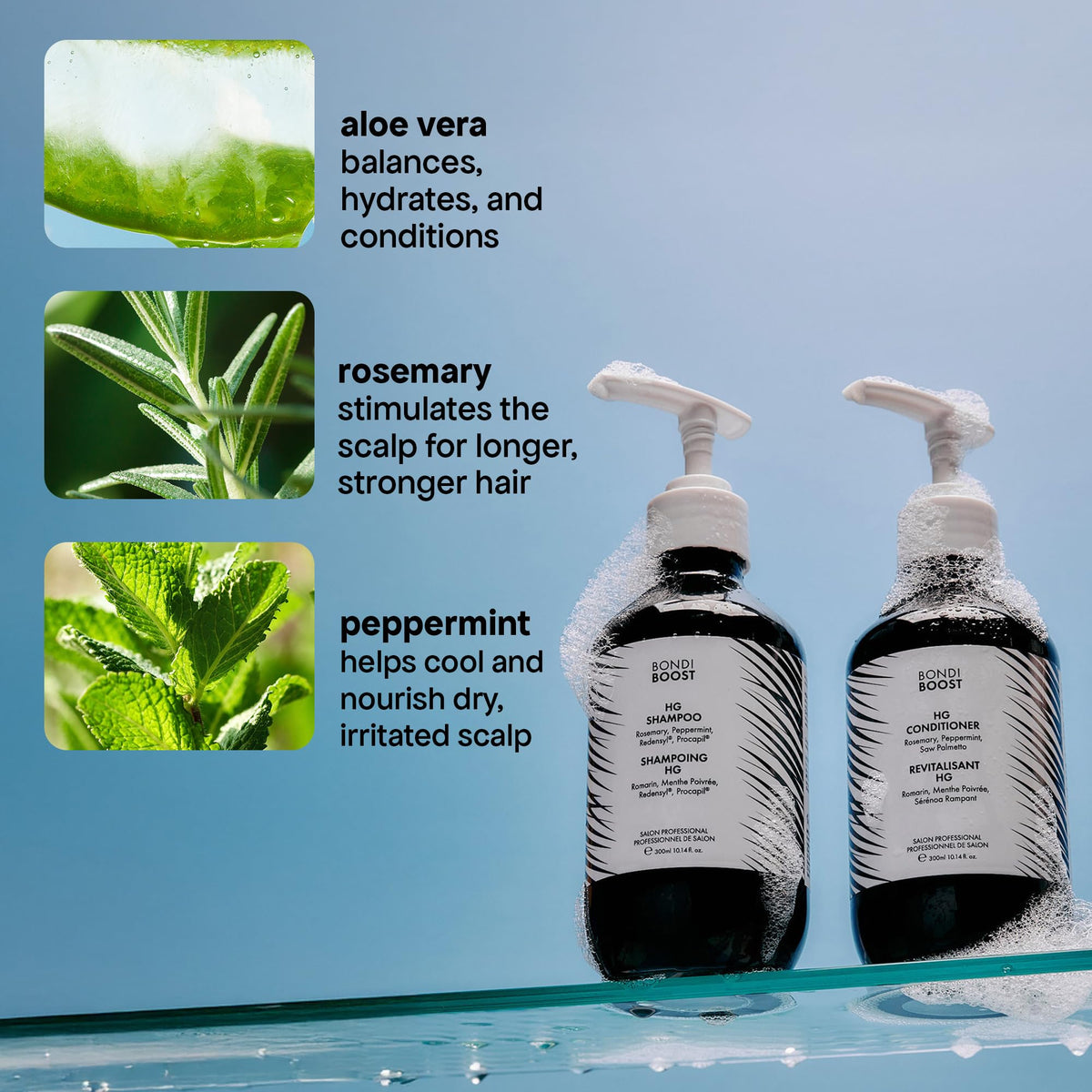 BONDIBOOST HG conditioner applied to hair ends for hydration and breakage prevention