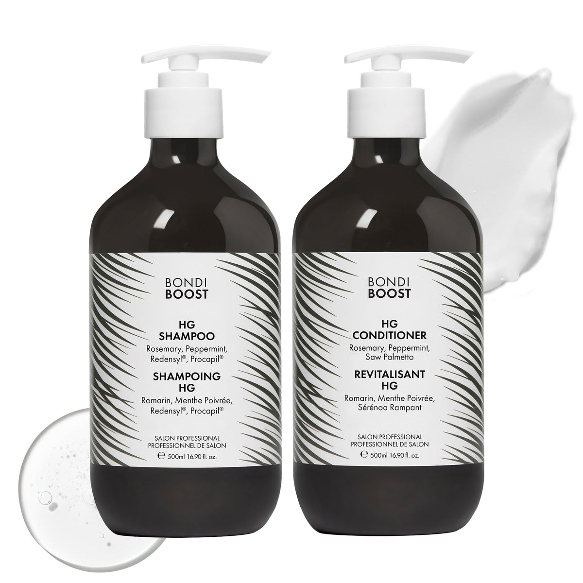 BONDIBOOST HG front packaging set showing both 16.9 fl oz bottles and benefits