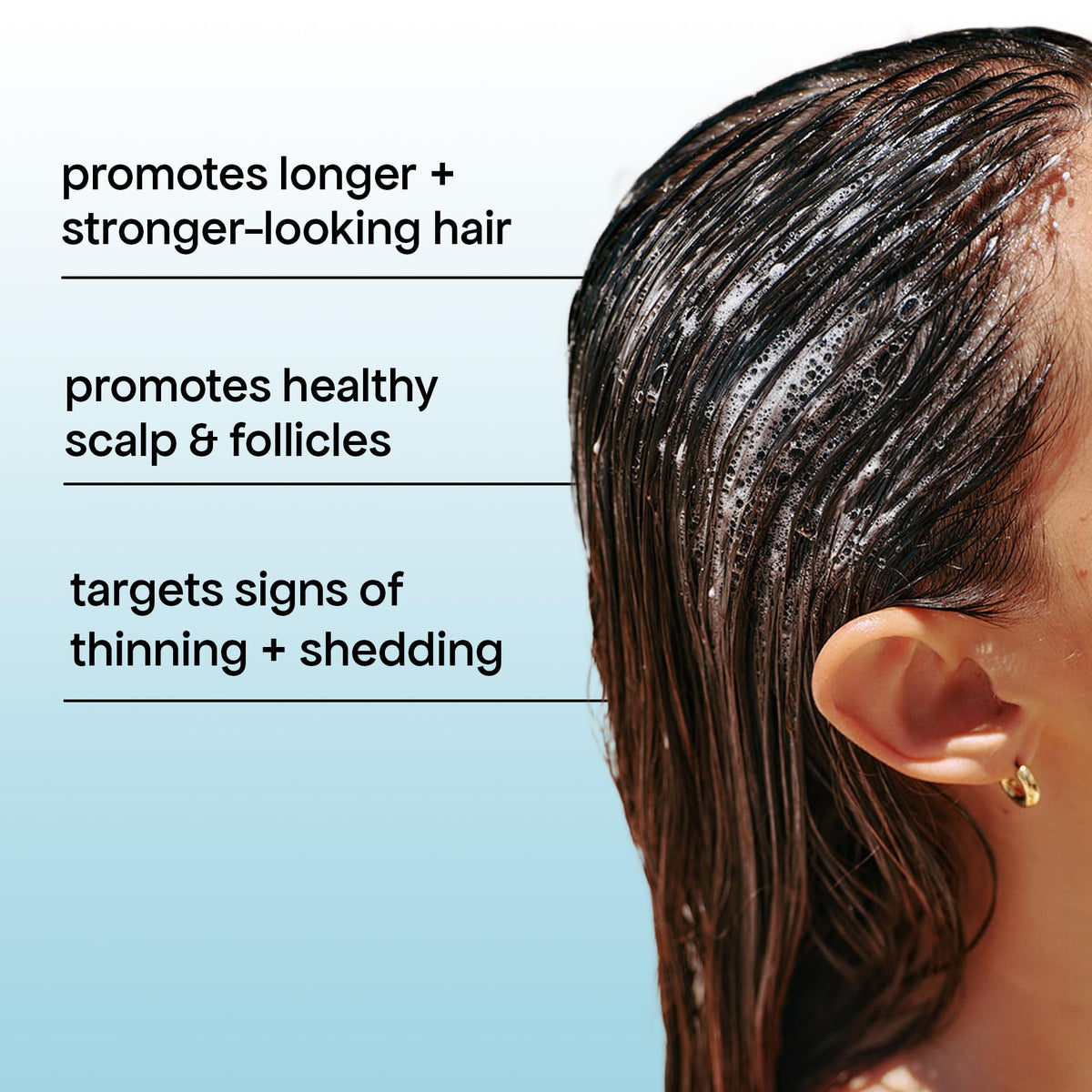 BONDIBOOST HG shampoo lather texture demonstrating gentle cleansing and scalp lift