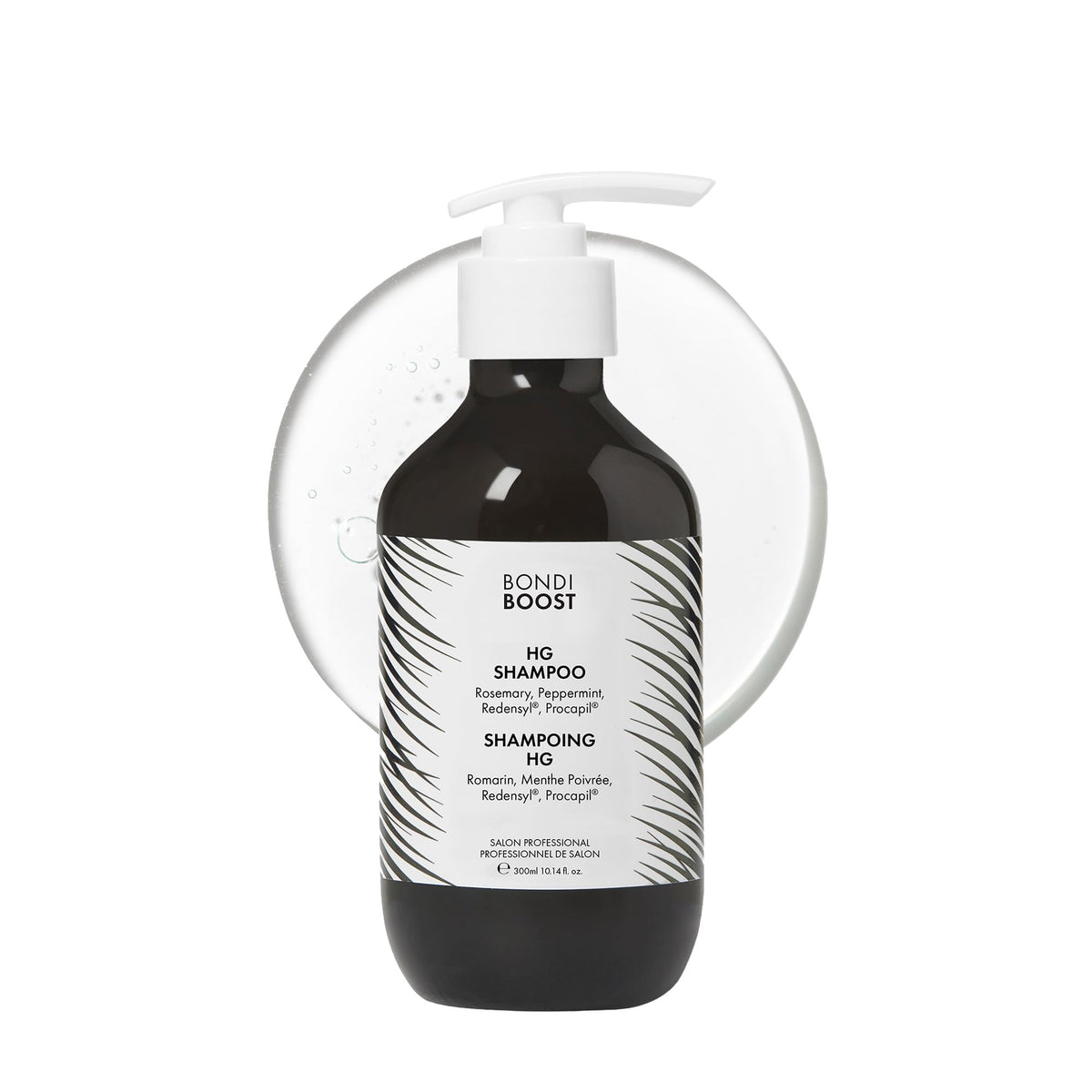 BONDIBOOST HG shampoo front packaging showing bottle and label benefit