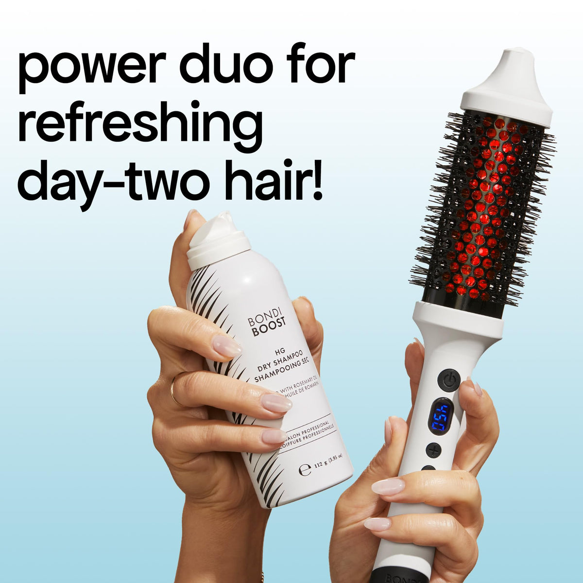 BONDIBOOST can held in hand to show 3.95 oz travel-friendly size