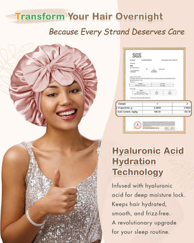BONNET QUEEN on model showing cap size and coverage for large hair volumes