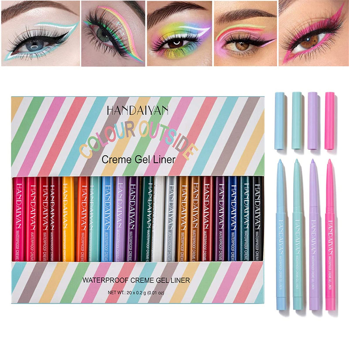 BONNIE CHOICE front packaging showing the 20-color eyeliner set and compact case benefit