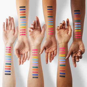 BONNIE CHOICE swatch palette on arm showing pigment payoff for shade selection