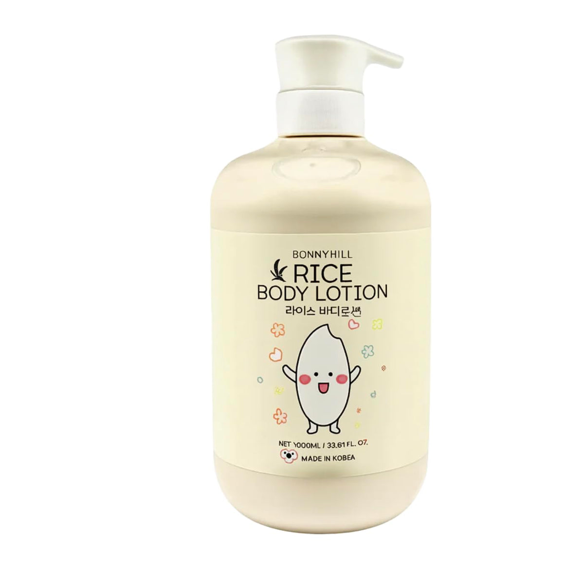 BONNYHILL front packaging shows 33.81 fl oz bottle and rice benefits for moisturized skin