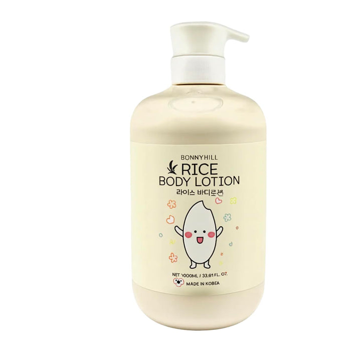 BONNYHILL front packaging shows 33.81 fl oz bottle and rice benefits for moisturized skin