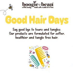 Boogie and Bean smoothing braids to reduce frizz and add shine