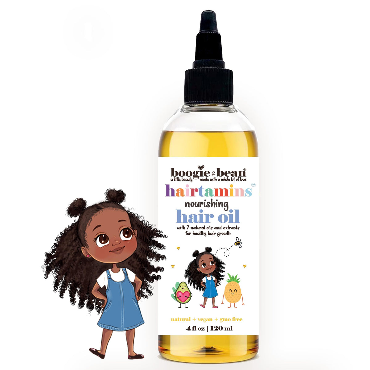 Boogie and Bean front packaging showing bottle and label, clear benefit of gentle formulation
