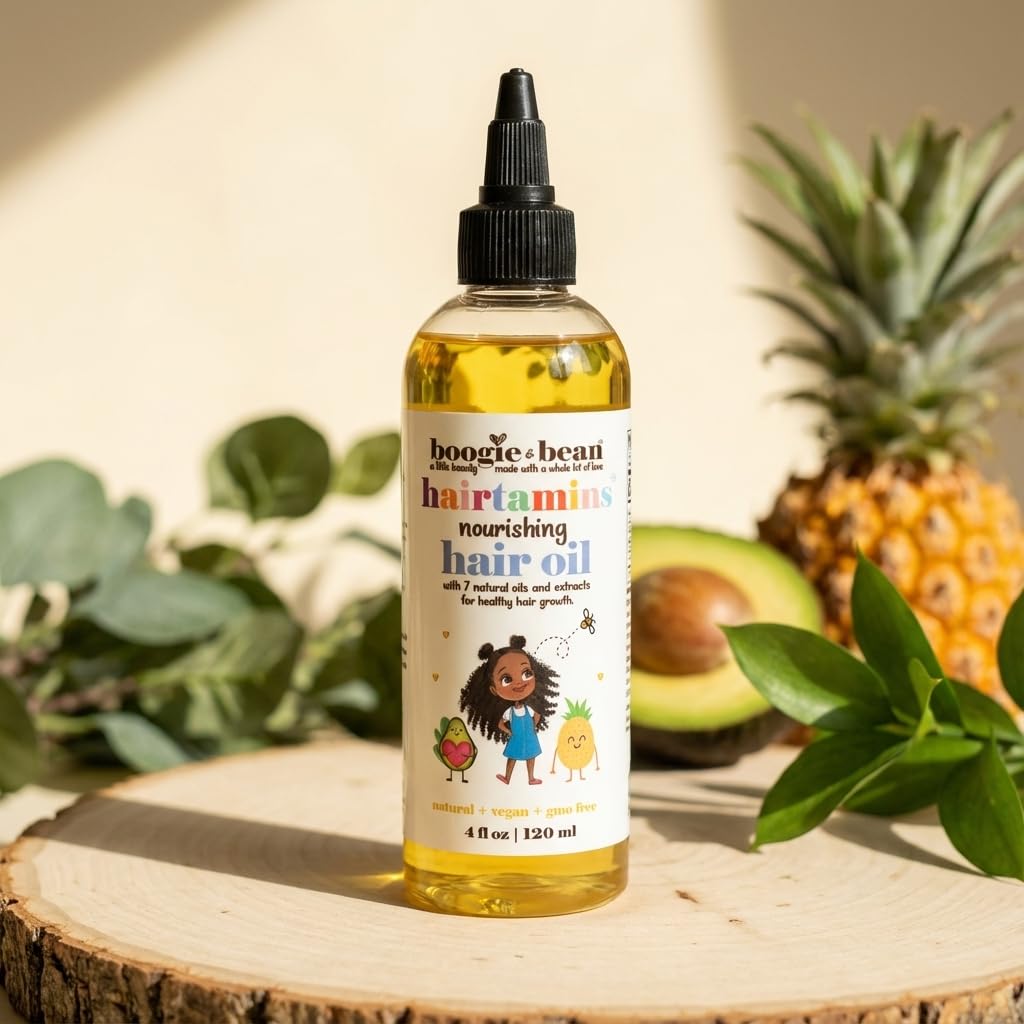 Boogie and Bean pouring oil into palm, demonstrating easy application and fast absorption