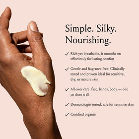 BOOM! by Cindy Joseph applied to face indicating gentle moisturizing for mature skin