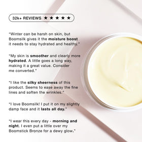 BOOM! by Cindy Joseph jar on bathroom shelf conveying minimalist skincare lifestyle