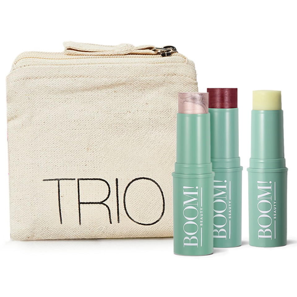 BOOM! by Cindy Joseph trio front packaging showing three sticks and benefits