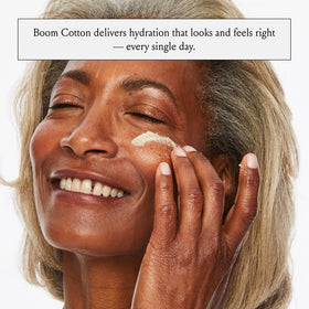 BOOM! Boom Cotton label and ingredient list emphasizing organic clarity benefit