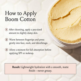 BOOM! Boom Cotton box packaging detail showing cruelty-free and certified organic benefit