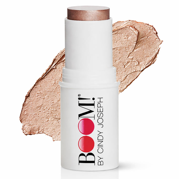 BOOM! by Cindy Joseph front view shows elegant stick packaging and instant glow benefit