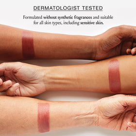 BOOM! Boomstick lip tint on lips showing hydrated color and comfortable wear