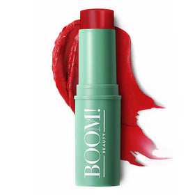 BOOM! by Cindy Joseph front packaging showing sleek red stick and label benefit easy application