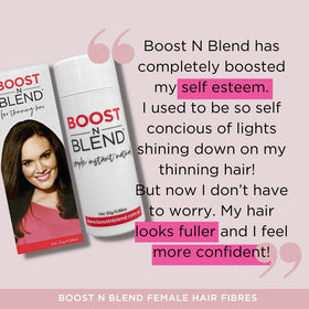 BOOST N BLEND lifestyle mirror application showing quick styling confidence boost