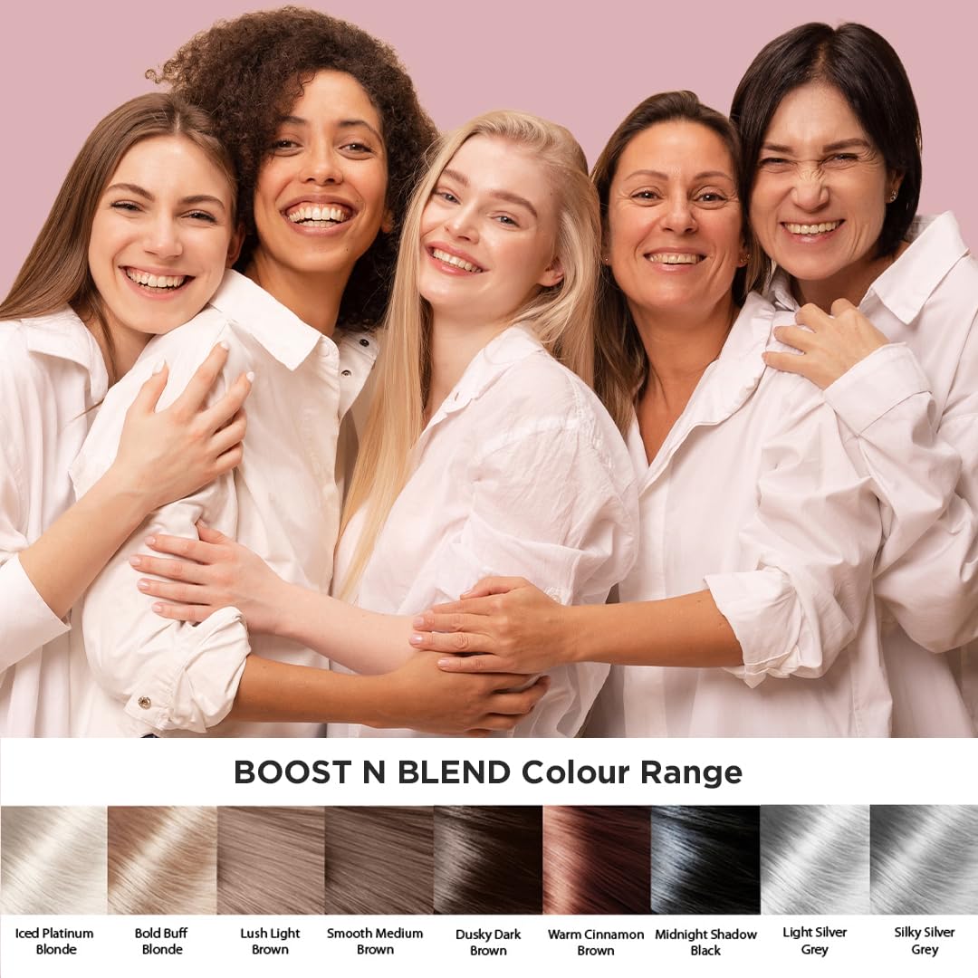 BOOST N BLEND size comparison next to coin showing compact 25g travel-friendly benefit