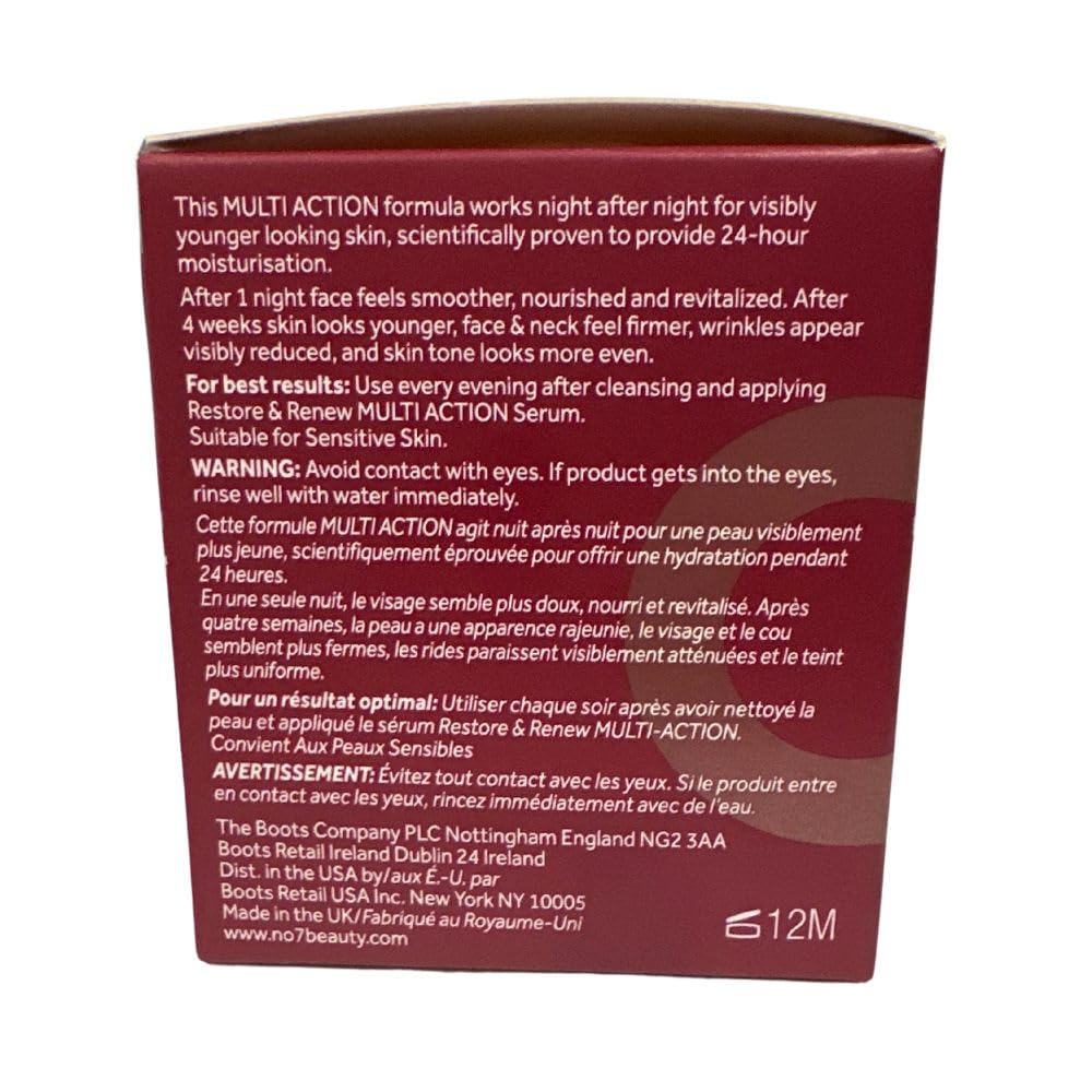 Boots No7 jar side label clear brand and product details promoting confidence