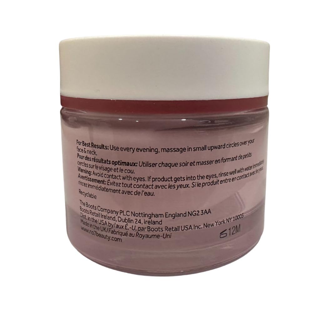 Boots No7 on bedside table with glass of water showing nightly skincare habit benefit