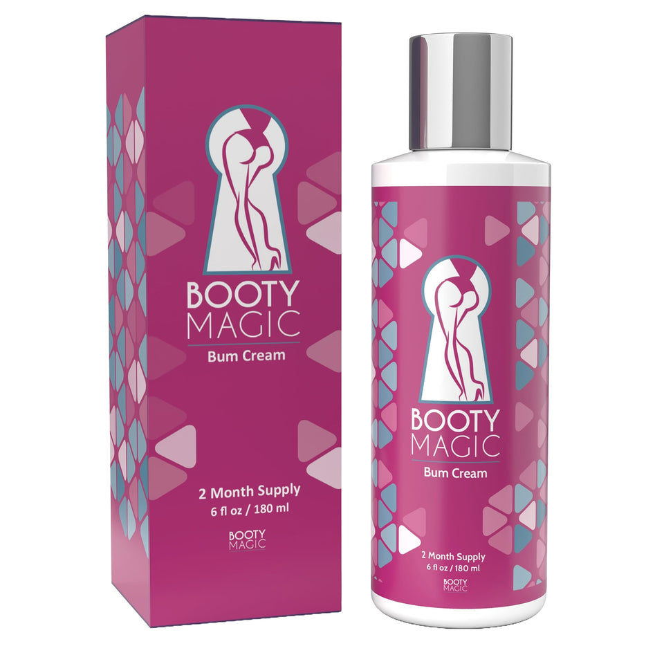 Booty Magic front bottle showing full product and label benefit