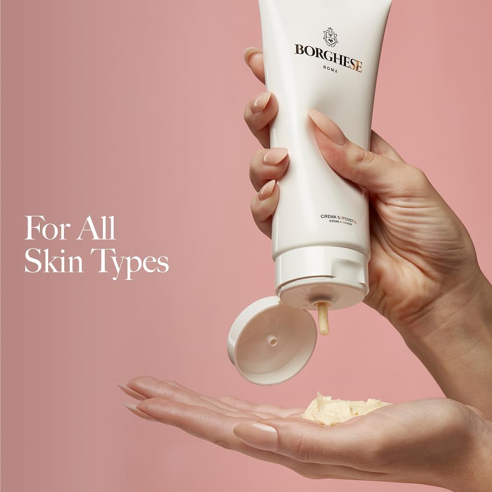 Borghese close-up label showing ingredients and moisturizing promise