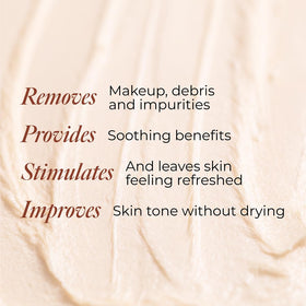 Borghese cleanser next to a hand to show true size and easy dispensing